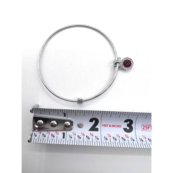 Women's Silvertone Birthstone Bracelet Rhinestone Charm January Garnet Red NEW! - Picture 4 of 5